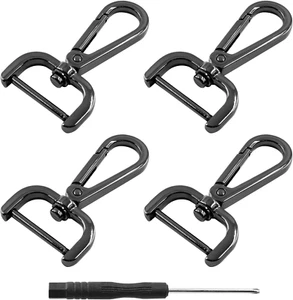 4-Pack Detachable Snap Hook Swivel Clasp with 1 Inch Screw Bar, Black Heavy Duty - Picture 1 of 7