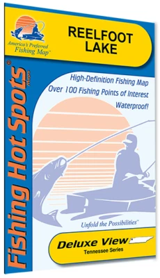 FISHING HOT SPOTS Reelfoot Lake Detailed Fishing Map, GPS Points, Waterproof, Depth Contours #A409