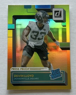 2022 Devin Lloyd Panini Donruss Gold Holo Press Proof Rated Rookie #359 Jaguars - Image 1 of 2