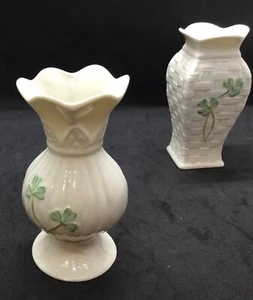 BELLEEK VASES X 2 - Picture 1 of 9
