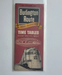 1949 Burlington Route Timetables Every Where West 100th Anniversary Excellent Co - Picture 1 of 5