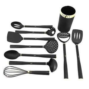 Gibson Home Hamsbridge 10-teiliges Nylon Küchenwerkzeug-Set & Utensil-Topf in Schwarz - Bild 1 von 1