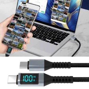 100W USB C to USB C Charging Cable Type C Charging Cable with Digital Display - Picture 1 of 11