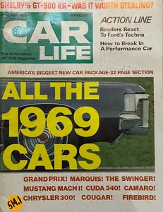 CAR LIFE MAGAZINE OCTOBER 1968 FEATURE ARTICLE ON  SHELBY'S GT-500 KR - Picture 1 of 16