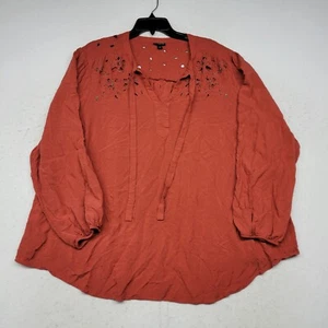 Torrid Shirt Damen Plus 4X Orange Stretch Spitze Boho Bauern Top Bluse - Bild 1 von 9