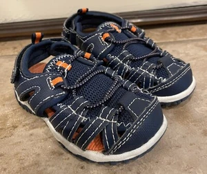 Carters Slip On Sandals Water Shoes Casual Blue Orange Toddler Size 6 - Picture 1 of 5