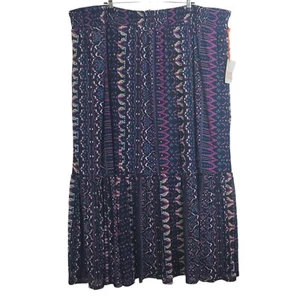Knox Rose Maxi Skirt Aztec Print Boho Peasant Hippie Tiered Blue NWT Size 4X - Picture 1 of 12