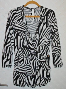 Guess Rayon ROMPER Women's Small Shorts Style Black & White Stripe Faux Wrap Top - Picture 1 of 6