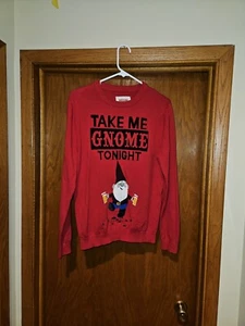 NWOT Red "Take Me Gnome Tonight" Sweater Size M - Picture 1 of 3