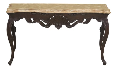 F31253EC: French Louis XV Style Faux Marble Top Console Table Cover