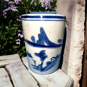 Chinese Qing Ming? Porcelain ceramic Blue White Vase / Jar Landscaping Design - Picture 1 of 8