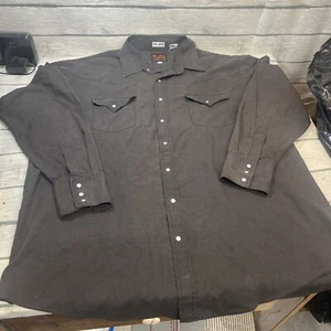 Plains Western Shirt Mens XLT Black Long Sleeve Pearl Snap Rancher - Picture 1 of 7