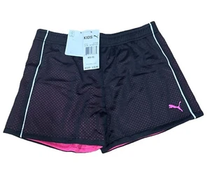 PUMA Girls' Active Short Size M (8-10) In Black & Pink - Picture 1 of 2