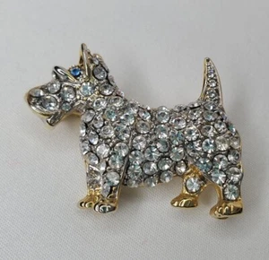 Vintage Scottish Terrier goldfarbene Brosche Scottie Hund Strass Pin figürlich  - Bild 1 von 10