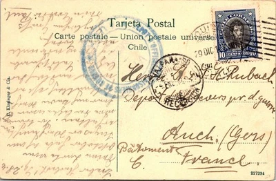 CAMINO DE ORO: Postal de Chile 1909 a Francia CV876_P001 Foto 1 de 2