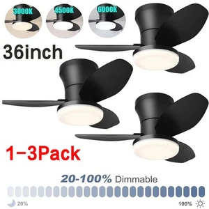1-3pack 36 Inch Ceiling Fan with Light and Remote Small Low Profile Ceiling Fan - Picture 1 of 15