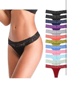 T Back Low Waist See Through Lace Thongs for Women - Cotton Seamless Panties - Picture 1 of 6