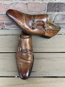 Magnanni Miro Mens Size 12 M Shoes Brown Leather Monk Double Strap Dress Shoes - Bild 1 von 14