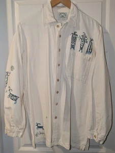 Aries & Taurus Cotton Button Down Long Sleeve Shirt Women's Medium Cream/Ivory - Picture 1 of 9