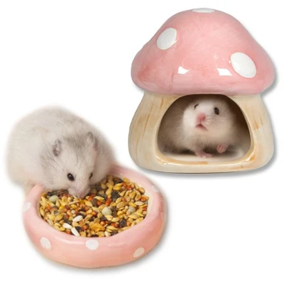 Cama de cerâmica para esconderijo de hamster para casa de porquinhos-da-índia inclui tigela de comida para hamsters Guiné... - Imagem 1 de 4
