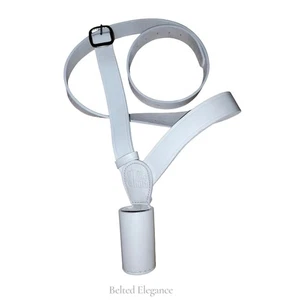 FLAG POLE HOLDER Cross Shoulder Belt White Handmade Leather Parade UNIFORM BE - Picture 1 of 6