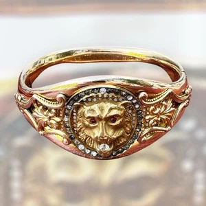 Incredible Victorian Lions Head Gold Filled Bracelet - Picture 1 of 8