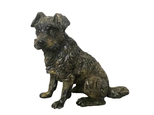 Antica statuina cane austriaca in bronzo dipinto a freddo firmata Bergman Co. e Austria - Foto 1 di 12