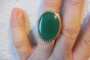 Sehr schöner , alter ,großer Ring 925 Silber mit hochwertigem Jade -Stein - Bild 1 von 5