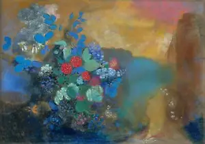 Ophelia among the Flowers by Odilon Redon as HIQU Art Print on Canvas - Picture 1 of 2