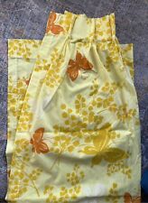 Pair Vintage 70’s Mariposa Butterfly Floral Pinch Pleat Curtains MCM 24 X 80