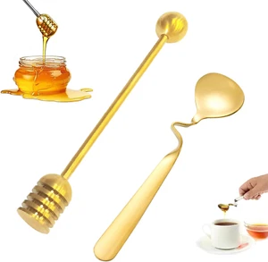 2 Stück Honiglöffel Edelstahl Set, Marmeladenlöffel, Langer Griff Honig Löffel, - Bild 1 von 7