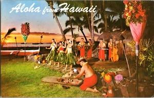 Postal de colección Hawaii HI puesta de sol en Hawaii entretenimiento polinesio - Imagen 1 de 2