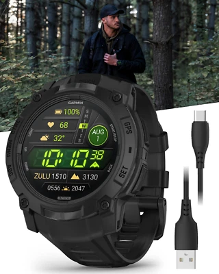 Garmin Instinct 3 Tactical AMOLED 50mm GPS Rugged Outdoor Smartwatch Black - Image 1 of 4