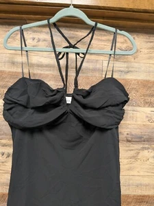 Halter Dress Black size 16 Asymmetrical Ruffles at bottom - Picture 1 of 8