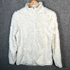 FILA Sport Zip Up Faux Fur Teddy Fleece Womens Medium White Jacket Jumper - Picture 1 of 11