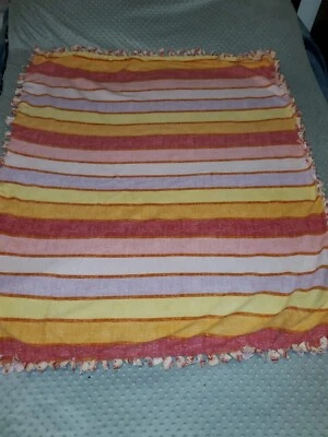 AZTEC AND STRIPES Fleece Handmade Soft Tie Blanket Large Throw BABY 50"X60"  - Image 1 of 4