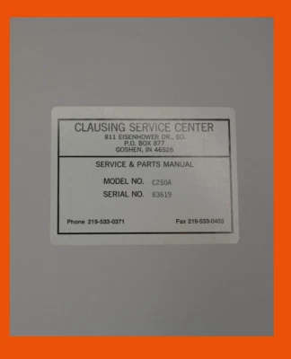 Cosen Startrite Clausing C250A Bandsaw Operation Parts  & Maintenance Manual - Image 1 of 4
