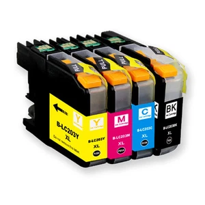 4 Stück Tintenpatronen Set + Smartchip für Brother LC203 J460DW J480DW J485DW - Bild 1 von 1