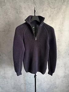 Suéter G-Star Raw 1/4 Cremallera Tejido Pesado Para Hombre Talla XS Azul Manga Larga - Imagen 1 de 13
