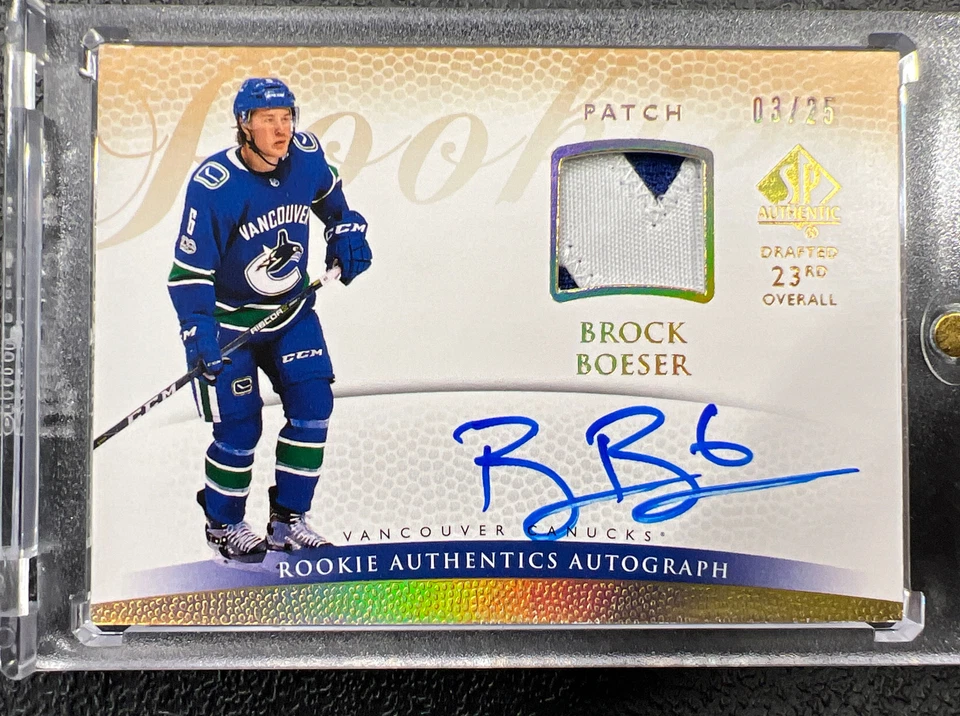 BROCK BOESER! SP AUTHENTIC 03/25 AUTO ROOKIE PATCH CANUCKS VANCOUVER! - Image 1 of 4