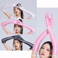 Women's Sexy Glossy Shiny Silky Gloves Long-Sleeved Party Sheer Satin Mittens