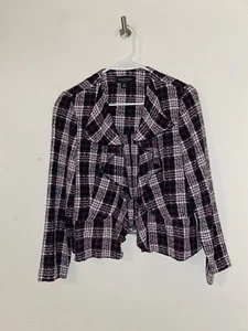 Perceptions Jacket Light Weight Plaid Purple Black White Size 10P - Picture 1 of 7