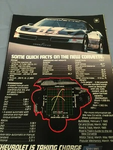 1984 Chevrolet Corvette Pullout Poster Fact Sheet Showroom Broshure - Picture 1 of 2