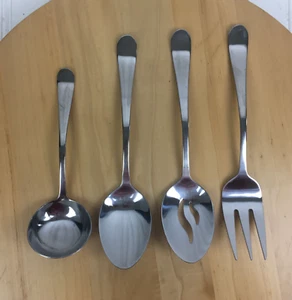 Juego de 4 piezas de acero inoxidable para servir cena fiesta tenedor de carne salsa cucharas - Imagen 1 de 9