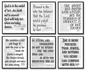Christian Mom Gifts - Bible Verses Women- 6 Art Prints - Religious Decor Frames - Picture 1 of 11