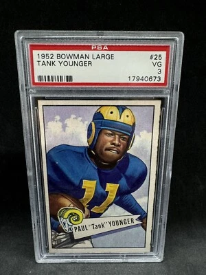1952 BOWMAN SMALL VINTAGE FOOTBALL TANK YOUNGER #25 LOS ANGELES RAMS PSA 3 - Image 1 of 2