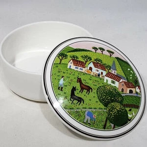 Villeroy & Boch 5" Farm Church Porcelain Trinket Box Dish Naif Signed LAPLAU2 - Picture 1 of 4