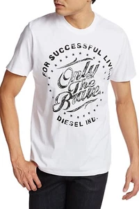 DIESEL White Crew Neck ONLY THE BRAVE Logo T-Shirt Top Tee Size L BNWT - Picture 1 of 3
