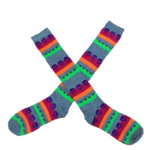 My Halloween Womens Long Colorful Stripes Skull Print Knee Socks - Picture 1 of 1