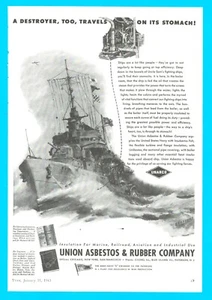 UNION ASBESTOS and RUBBER Navy Destroyer Patterson N.J. award 1943 WWII Chicago - Picture 1 of 3
